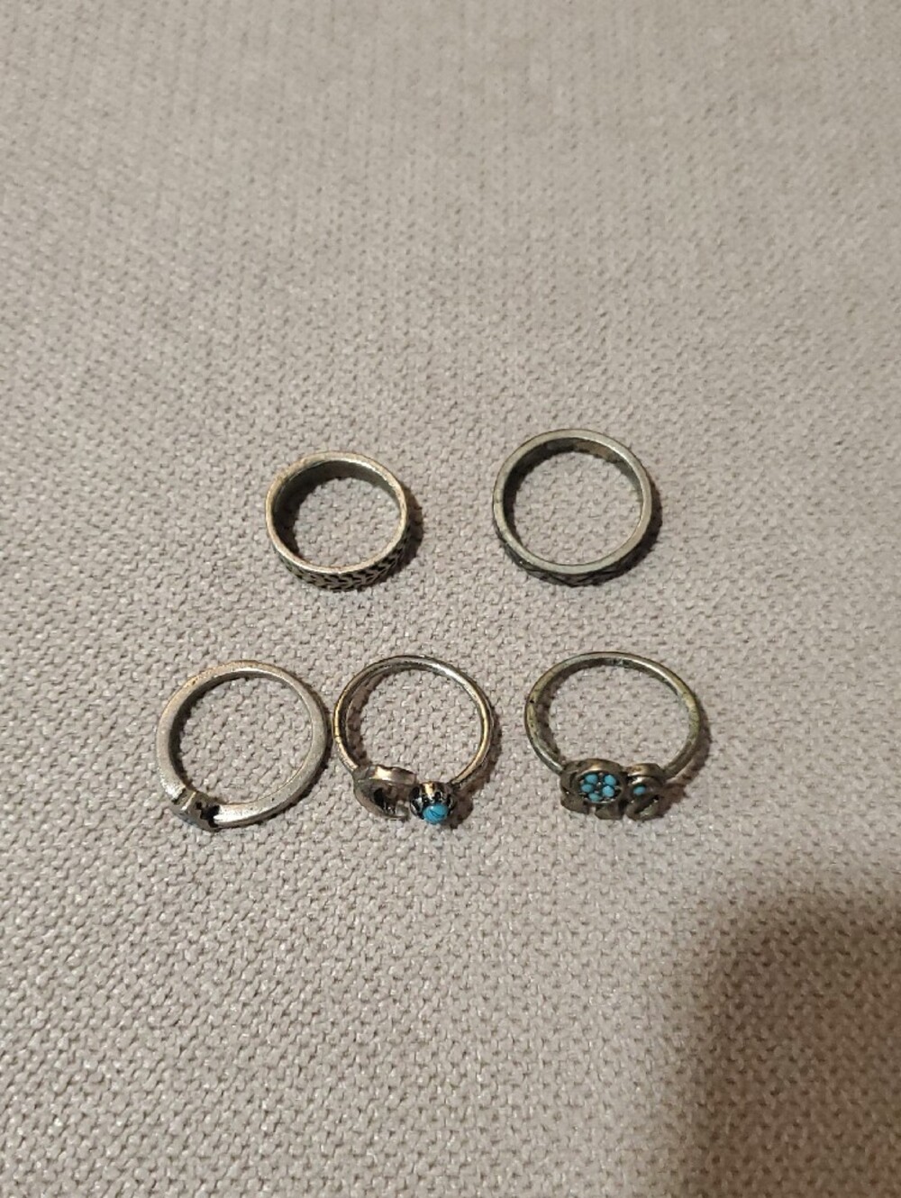 Stackable Boho Rings with Blue Turquoise Accents - Picture 2 of 4